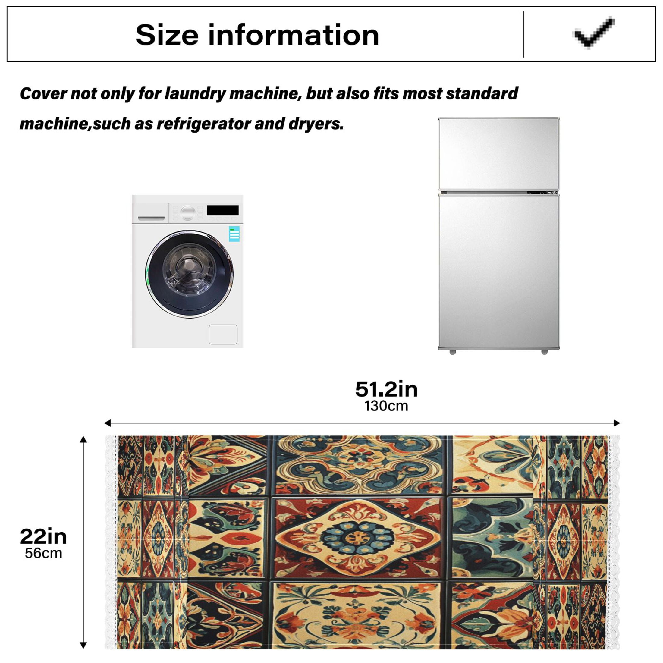 Carpet PatternsWasher and Dryer Covers Dust-Proof and Oil Resistant Fridge Cover with 4 Storage Pockets Washing Machine Top Cover for Laundry Kitchen Home 51.2 x 22 In