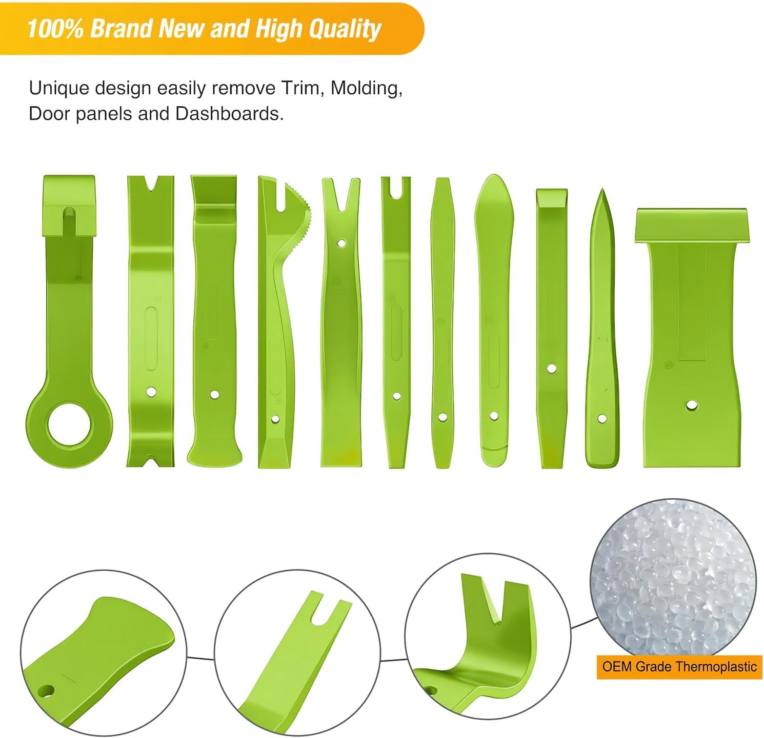 GOOACC 40Pcs Trim Removal Tool,Auto Terminal Removal Key Tool,Auto Clip Pliers Stereo Removal Tools,Car Upholstery Repair Removal Kit,Precision Hook and Pick Set,Wiring Threader,Car Film Scrape-Green
