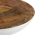 thumbnail image 6 of BIDK Home Large Horizontal Ridged Round Mango Wood Bowl - 15" - White and Brown, 6 of 7