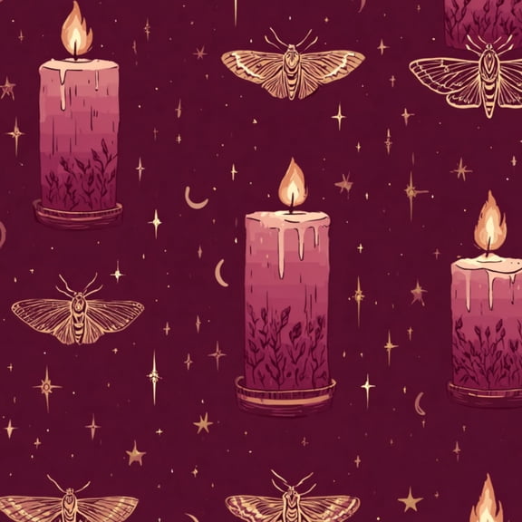Gothic Peel and Stick Wallpaper Mystic Burgundy Starry Night Candle Artwork Wall Mural 23.6in x 9.8ft Self Adhesive Removable Wall Paper Renter Friendly Wallpaper for Kids Bedroom
