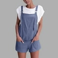 thumbnail image 2 of ManxiVoo Jumpsuits for Women, Women's Jumpsuits Rompers for Women Summer Comfortable Casual Suspender Shorts Solid Color Overalls with Pockets Pants Overalls Blue L, 2 of 6