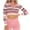 Pink, variant on aidice Crop Tops for Women Casual Lapel Neck Button Long Sleeve Blouses Slim Fitting Striped Shirts