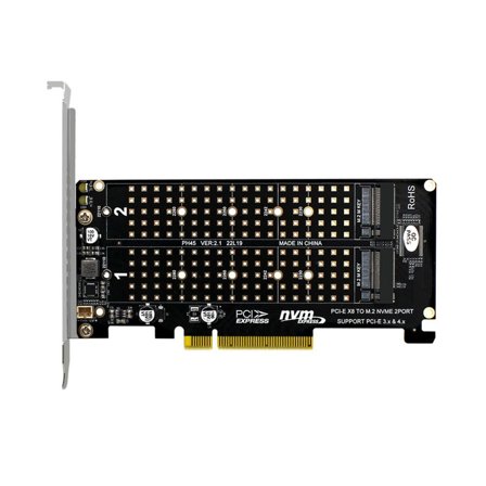 FOR PCI-E X8 Double Disk RAID Card NVME M.2 M KEY SSD Expansion Adapter Extended Dual NVME RAID PCI-E X8 Split Card