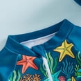 thumbnail image 5 of mgoYE Toddler Boy Swim Shorts Set Toddler Baby Boy Girls One Piece Swimsuit Long Sleeve Zipper Bathing Suit Infant Rash Guard Swimwear with Hat(Navy,6-12 Months), 5 of 7