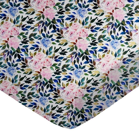 SheetWorld Fitted 100% Cotton Percale Play Yard Sheet Fits BabyBjorn Travel Crib Light 24 x 42, Pink Rose Garden
