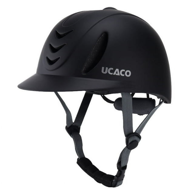 UCACO Adult Unisex Equestrian Safety Helmet: PC One-Piece Molding, Breathable Design, Export-Exclusive Quality for Riding Sports - Classic Black, Size S (48-50cm) | Ready Stock for Global Shipping to
