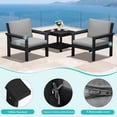thumbnail image 4 of FUNDAZE Oversized HDPE Patio Furniture Sets, 2-Seater With Double-tier Table Outdoor Conversation Set | For Patio, Poolside, Backyard Use, Black Frame with Gray Cushion, 4 of 9