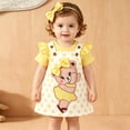 thumbnail image 4 of Splozh Baby Girl Outfit 3 6 9 12 18 Months Baby Girl Clothes Suspender Skirt Newborn Ruffled Romper Dress Headband Outfits,Yellow,3-6 Months, 4 of 5