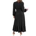 thumbnail image 5 of Zpanxa Winter Dresses for Women, Crew Neck Long Sleeve Smocked Waist Tiered A Line Midi, 5 of 9