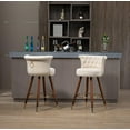 thumbnail image 2 of Royard Oaktree Swivel Bar Stools Set of 2 Counter Height Bar Stools with Back Velvet Upholstered Bar Chairs with Wood Legs and Footrest Armless Tall Stool for Kitchens Island,Beige, 2 of 7
