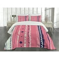 thumbnail image 3 of Ambesonne Coral Quilted Bedspread Set 3 Pcs, Doodle Lines, King Size, Coral Indigo Coconut, 3 of 5