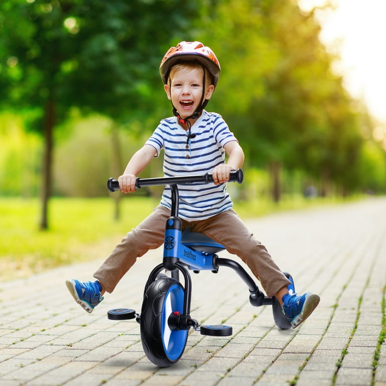 Wdmiya 4-in-1 Adjustable Seat Unisex Kids Tricycle, Blue - Walmart.com