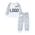 thumbnail image 1 of Conjuntos de pijamas personalizados para el día de Pascua de manga larga para niños y niñas, ropa de dormir cómoda y encantadora con estampado en forma de conejo y corazones, añade tu texto, 1 of 4