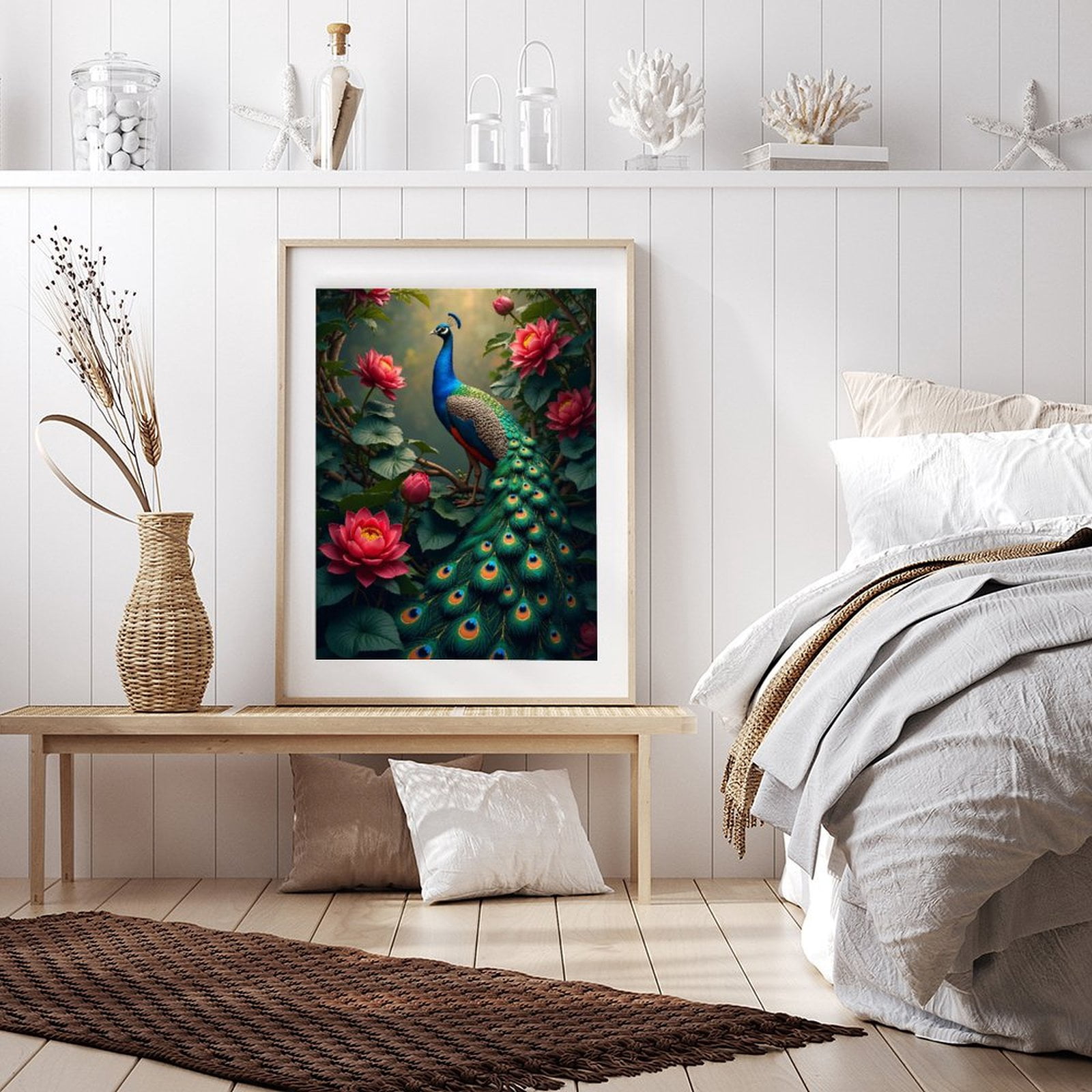 Diamond Art Kits for Adults - 5d Peacock In Blooming Lotus Garden Diamond Painting for Adults, Diamond Art for Adults Beginners, Diamond Painting Kits for Adults for Home Wall Decor