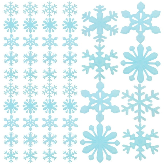 Pawsdot 50PCS Snowflake Stickers Blue Plastic for Smooth Surfaces and Home Decor