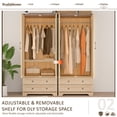 thumbnail image 3 of Brafabhome 71"H Armoire Wardrobe Closet with 2 Drawers, Farmhouse 2 Doors Armoire Cabinet with Hanging Rod, Modern Freestanding Wardrobe Clothes Cabinet for Bedroom | Nature, 3 of 8