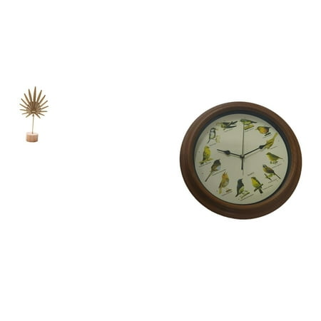 CoudarTitie Leaf Sculpture Metal Statue Decorative Clock Iron Wood Figurine Wall Art Home Office Unique Birdsong Alarm Suitable for Bedroom Living Room Cafe Resta