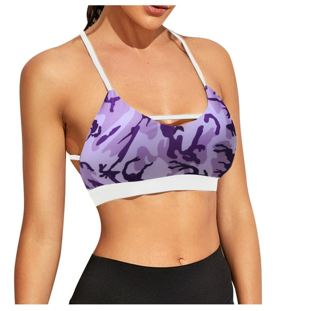 CAICJ98 Sports Bras for Women Women Seamless Comfort Padded Yoga Sports  Stretch Bra Crop Top Vest Sleep Bra M,Purple 