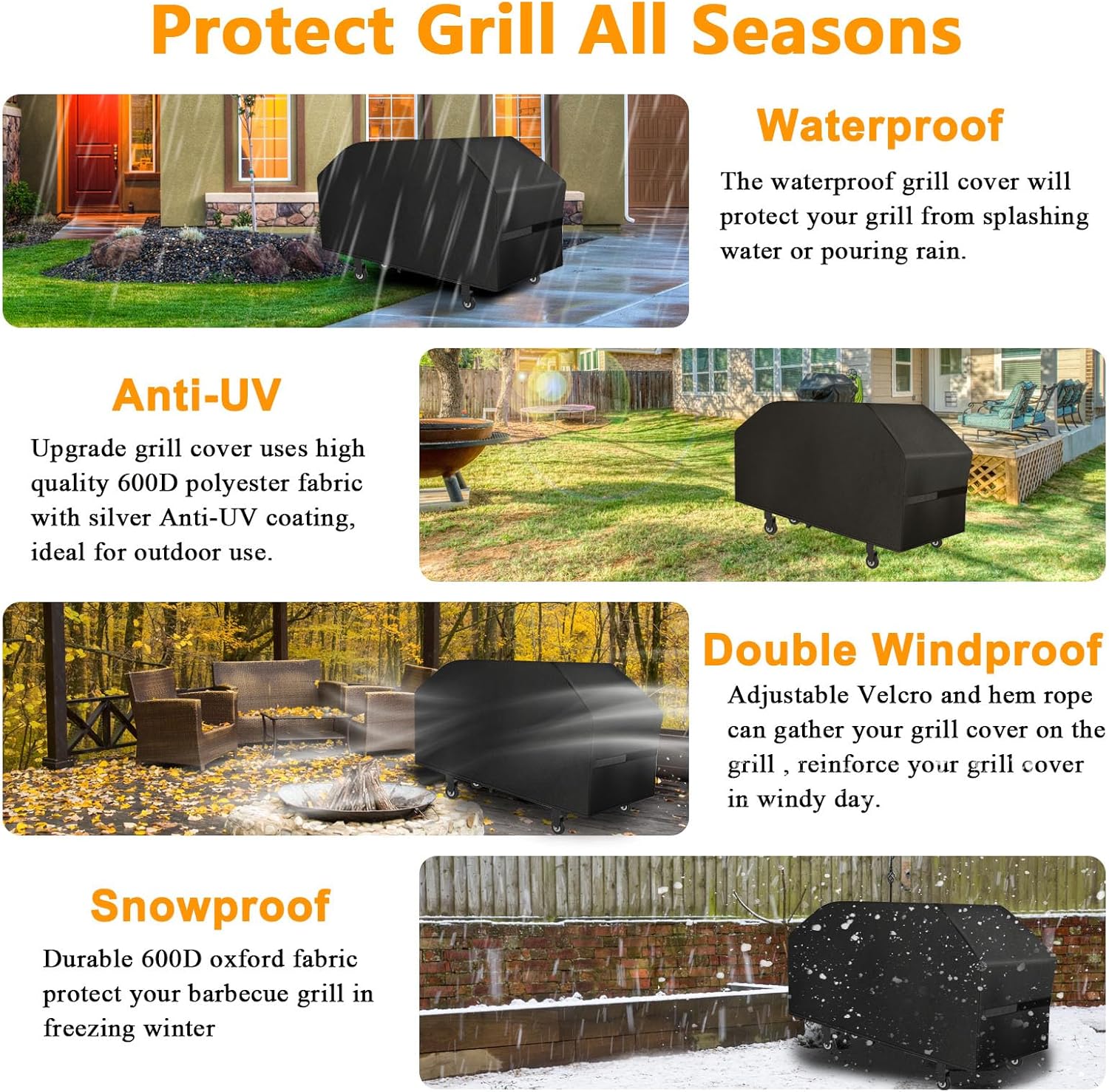 Griddle Cover 600D Heavy Duty for 28 inch Double Shelf Griddle with Hood, 28 inch Blackstone Griddle Cover Blackstone Cover Accessories BBQ Gas Grill Cover Waterproof Windproof