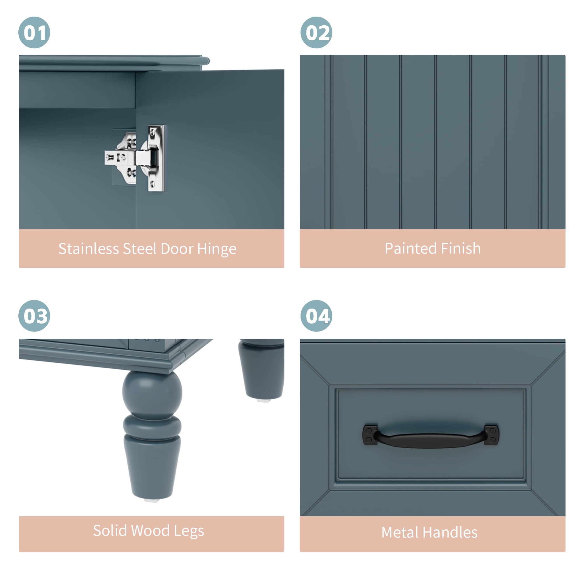 Harper & Bright Designs 36" Blue Bathroom Vanity with Sink, Bathroom Cabinet Freestanding with Drawers, Modern Bathroom Floor Cabinet