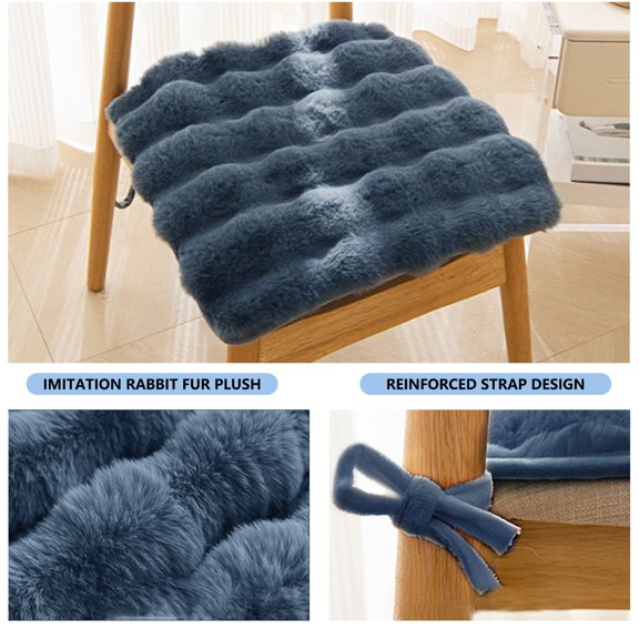 Specollect Non-Slip Soft Plush Chair Cushion with Ties Winter Indoor Warmth Square Chair Covering Nonslip Comfort Dining Seat Pads Stool Mat Cover Decoration for Home Patio Kitchen OfficeDorm 20x20in