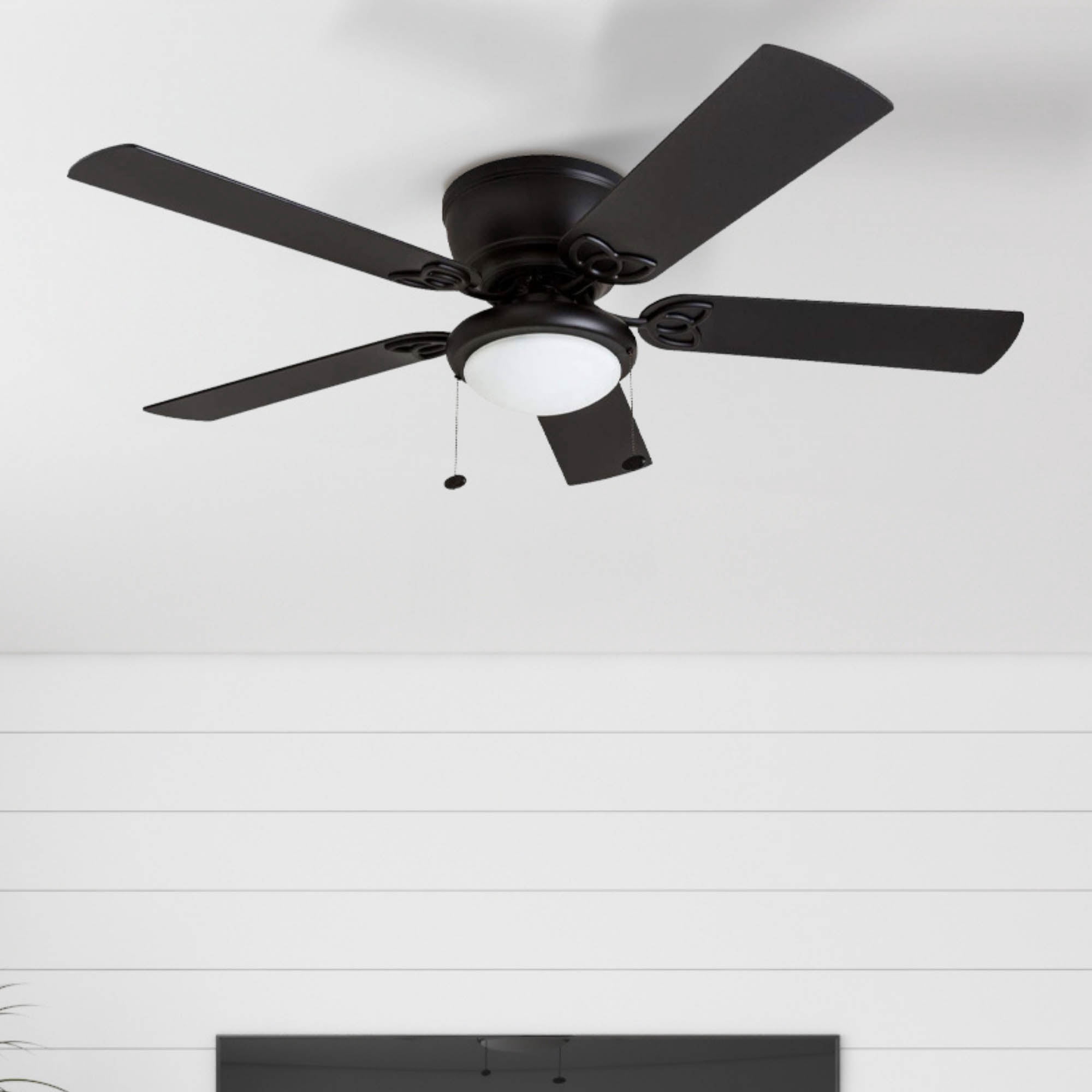 Prominence Home Benton 52\" Indoor LED Ceiling Fan with Light and Pull Chain, Matte Black