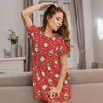 thumbnail image 3 of Fotbe merry Christmas gnome Bata de Dormir para Mujer con Estampado, Camisón de Algodón de Manga Corta, Ropa de Dormir Casual, 3 of 6