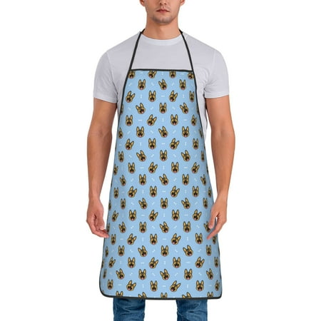 

Xecao German Shepherd Puppy Print Funny BBQ Chef Aprons for Men Women Adjustable Kitchen Cooking Aprons with Pocket Waterproof Oil Proof No Pilling Fading