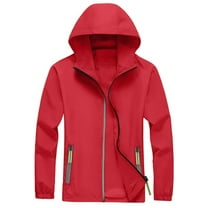 Nestiefly Rain Jacket Men Hoodies Waterproof Windbreaker, Lightweight Hooded Raincoat for Daily Casual Red M