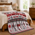thumbnail image 6 of Christmas Motifs In Patterned Rows Print Cozy Flannel Blanket, Nordic Inspired Festive Graphics for Christmas Pattern Enthusiasts, a Christmas Gift for Living Room and Bedroom Home Decor, 6 of 7