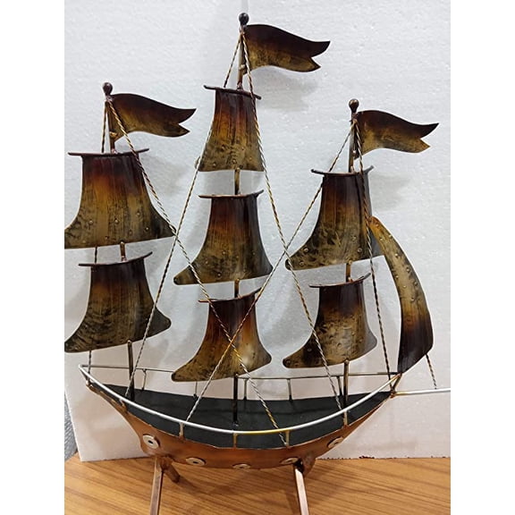 AONA Metal Ship Showpiece Home Decor Height 28 Inch