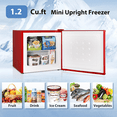 thumbnail image 5 of LHRIVER Mini Upright Freezer Compact Refrigerators，1.2Cu.ft Small Stand up Freezer for Home Office, Red, 5 of 7