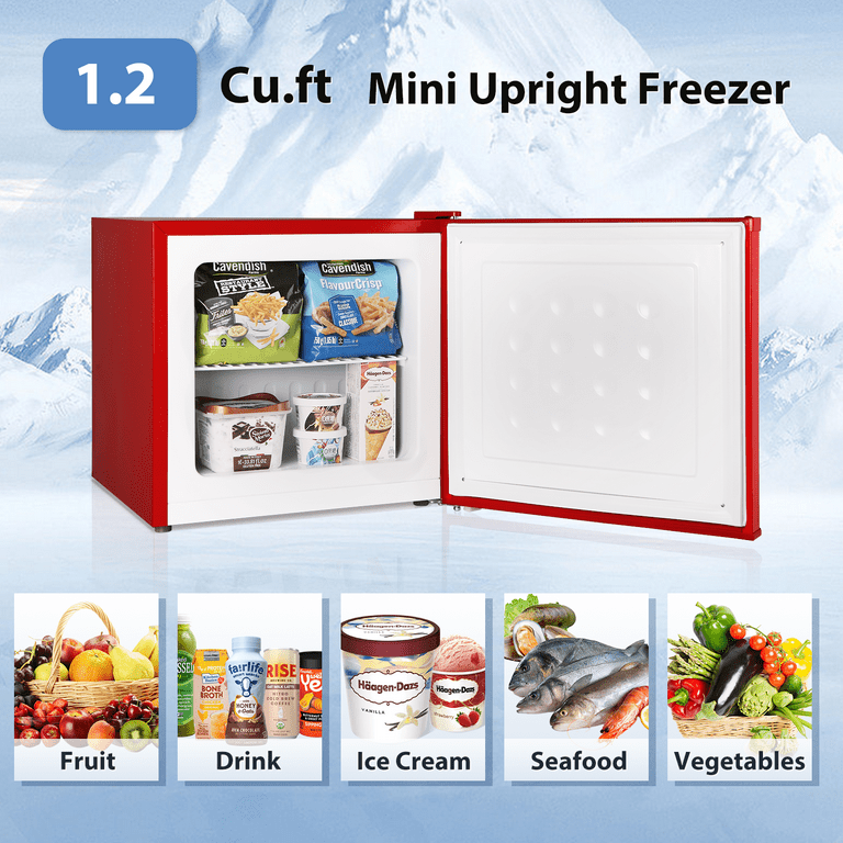 Mini Upright Freezer Compact Refrigerators - 1.2 Cu.ft Small stand