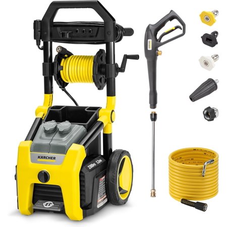 ZenZone K2300PS Electric Pressure Washer, 4 Spray Nozzles, Detergent Tank, Hose Reel, For Cars, Driveways, Siding, Patios, 2875 Max PSI 1.2 GPM
