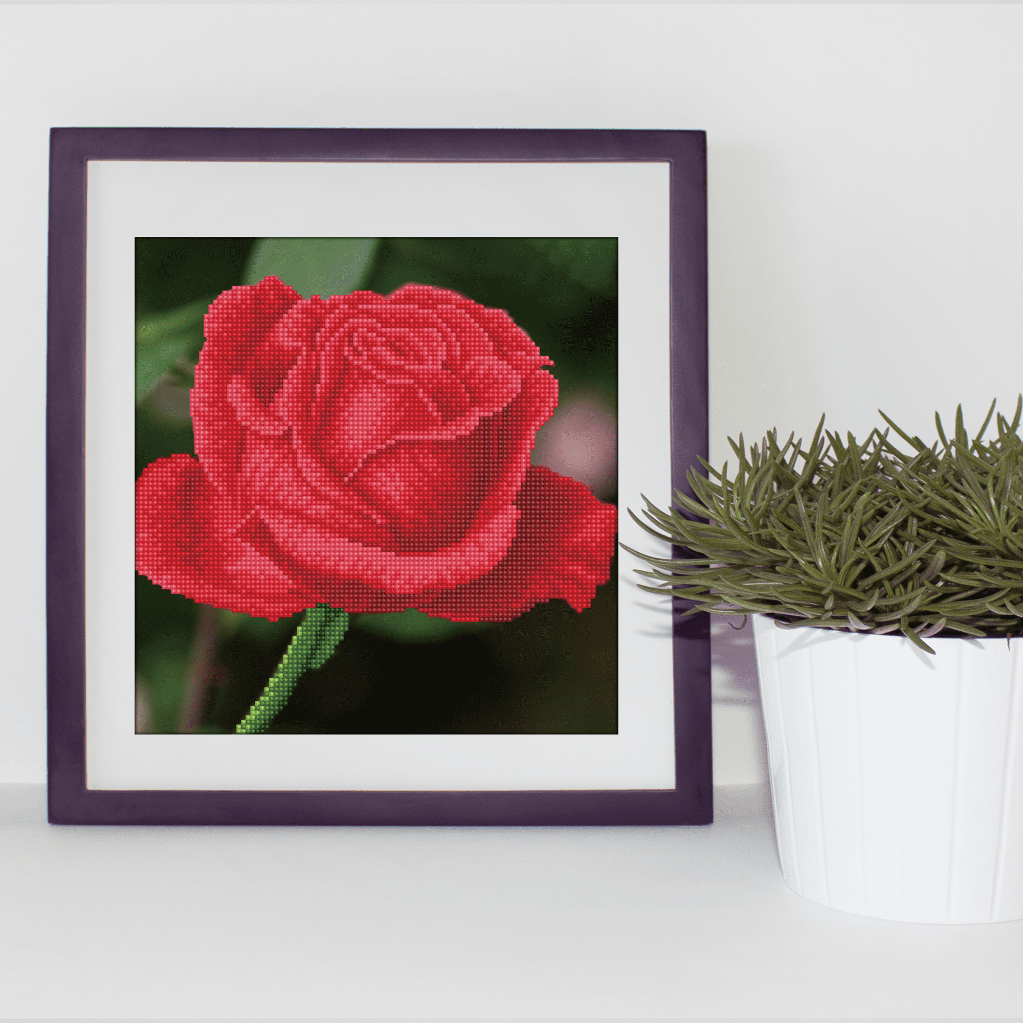 Diamond Dotz Rose-Bud with Frame Flower Diamond Painting Kits for Adults - Diamond Art Kits a Relaxing Creative Craft Kit with Dotz Gems 12"x12"