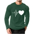 thumbnail image 5 of EchfiProm T shirts for Men Long Sleeve Army Green Shirts Waffle Casual Graphic Valentine Young Mens Tops 4XL, 5 of 8