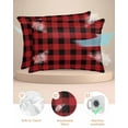 thumbnail image 2 of Hokiten King Size Pillow Cases Set of 2, Pillow Covers for Bed, Red Black Buffalo Check Satin Pillowcases with Zipper for Hair/Skin, Rustic Modern Art Green Plaid 20x36 Inches, 2 of 6