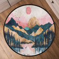 thumbnail image 6 of CURLYOOT Round Rug 3ft Mountain Forest Tree with Sun Area Rug, Washable Circle Mat Non Slip Floor Carpet Mat, Soft Indoor Rugs for Entryway Living Room Dining Room Bedroom, 6 of 7