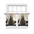 thumbnail image 2 of Vintage Forest Deer Semi Sheer Curtains 45 Inch Length 2 Panels Set, Rustic Country Wildlife Woodland Sheer Kitchen Curtain Privacy Voile Window Curtain for Living Room Bedroom Rod Pocket Drapes, 2 of 7