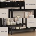 thumbnail image 3 of Noble House Narrow Wooden Console Table, Entryway Accent Sofa Table with Hidden Drawers and Storage Shelf, Black, 3 of 10