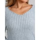 thumbnail image 5 of INSPIRAR CHIC Conjunto de Pijamas de Mujer de Punto Acanalado con Cuello en V y Manga Larga con Pantalones Ropa de Dormir Casual Talla XL Azul, 5 of 6