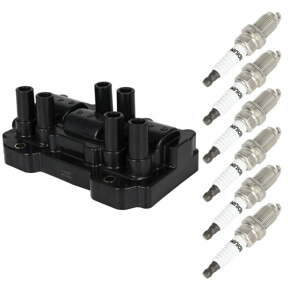 ECCPP UF434 1 ignition coils wilth 6 iridium Spark Plugs ,for Saturn Vue 3.5L 2008-2010,for Pontiac G6 3.5L 2005-2010,for GMC Sierra 1500 4.3L 2007-2013,for Chevrolet for Silverado 1500 4.3L