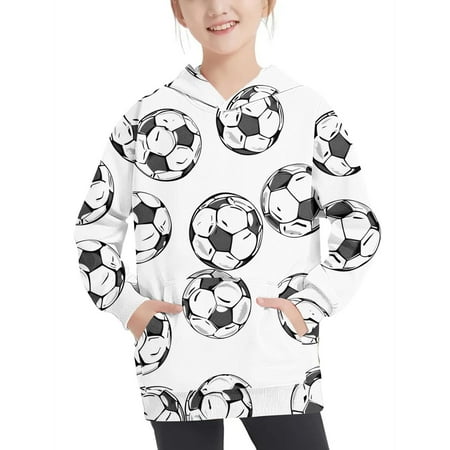 

HAOTAGS Toddler Girls Boys Unisex Sweatshirts Full Football Graphic Print Round Neck Casual Fall/Winter Hoodie Pullover Top Long Sleeve Multicolor 13 T