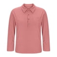 thumbnail image 5 of Otntypg Corduroy Henley Shirts for Women Casual Half Button up V Neck Long Sleeve Basic Collared Tunic Sweatshirts Loose Lightweight Dressy Pullover Tops with Pockets Pink L, 5 of 6