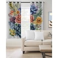 thumbnail image 2 of Spring Floral Succulents Blackout Curtains for Bedroom Living Room Darkening Curtains 90 Inch Watercolor Botanical Vintage Black Out Window Curtain Privacy Window Treatment Grommet Drapes 52"x90"x2, 2 of 9