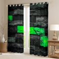 thumbnail image 4 of Manfei Brick Wall Black Out Curtains,Geometric Rectangle Curtains Pack of 2 (42x63 Each),Black Green Bedroom Curtains,Lightweight Abstract Bedroom Decoration, 4 of 6