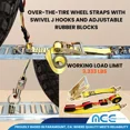 thumbnail image 7 of Mega Cargo Control Ratchet Tie Down Strap Swivel J Hook Over Tire Wheel 2" x 10', 4 pack, Yellow, 7 of 7