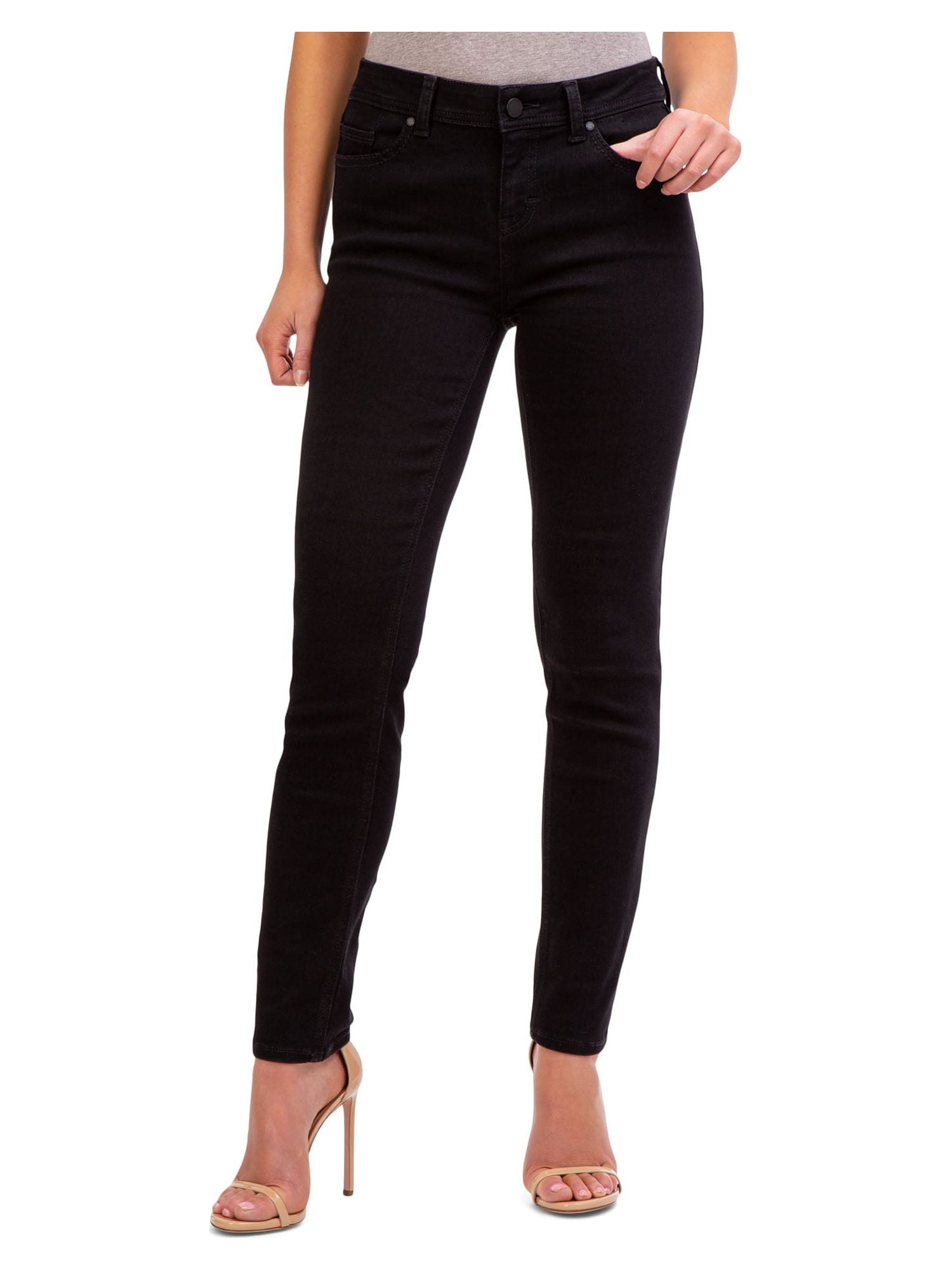 Jordache Women's Mid Rise Skinny Jeans, Regular and Short Inseams