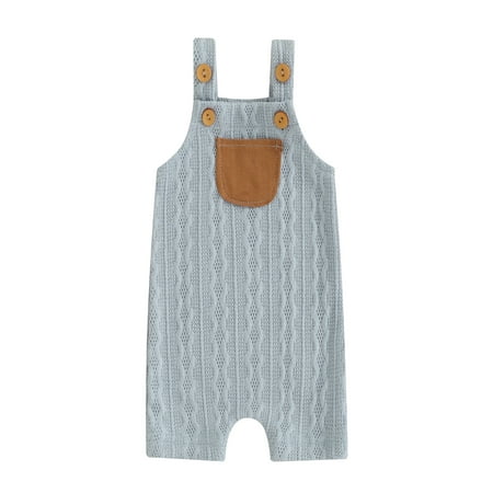 

Mubineo Baby Girls Boys Romper Contrast Pocket Sleeveless Jumpsuits Summer Casual Clothes Infant Bodysuits 0-18 Months