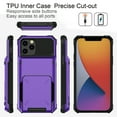thumbnail image 5 of Card Holder Case for iPhone 12 Pro Max 6.7" 2021, Allytech Hard PC Back and Soft Silicone Rubber Inner Hybrid Anti-Scratch Shockproof Hidden Wallet Credit Card Storage Flip Back Cover, Purple, 5 of 7
